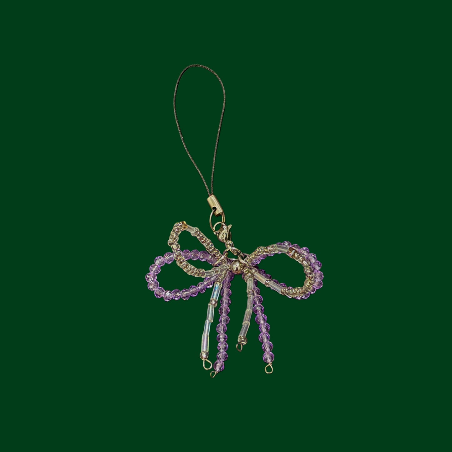 Purple and sugar original size bow phone charm