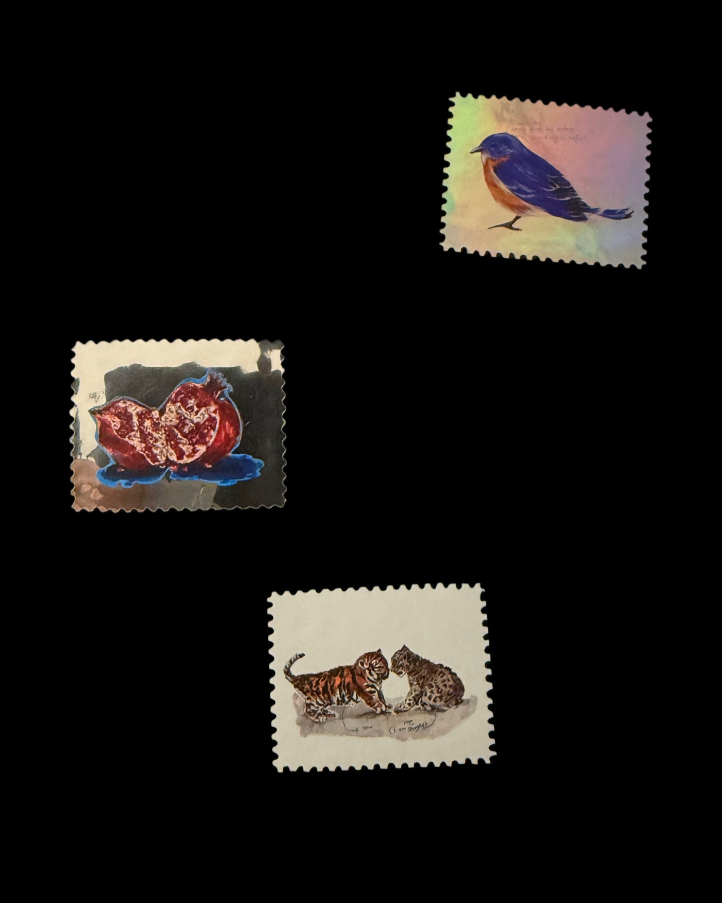 Pomegranate on the mirror stamp