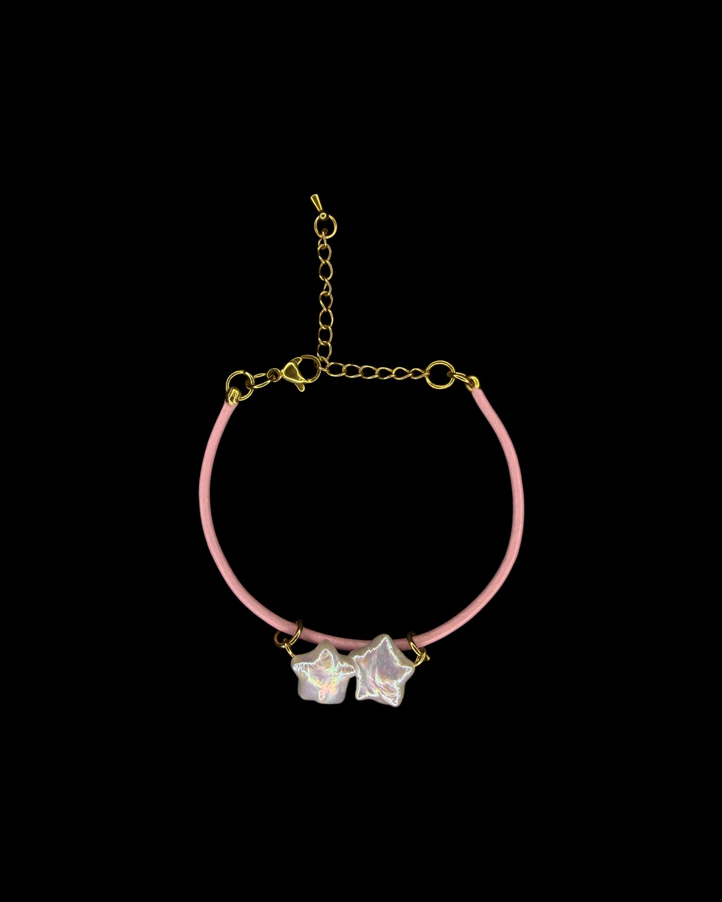 Twin star dusty pink leather bracelet