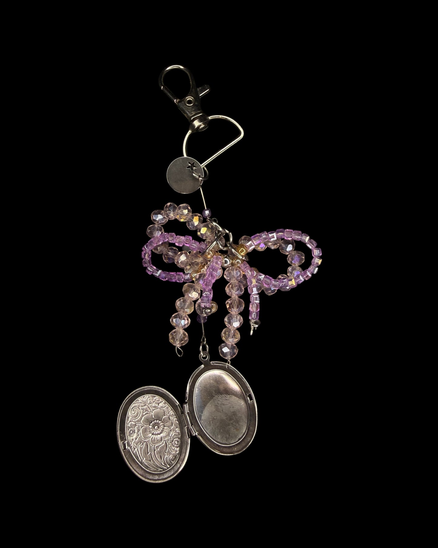 Purple bow locket bagchain