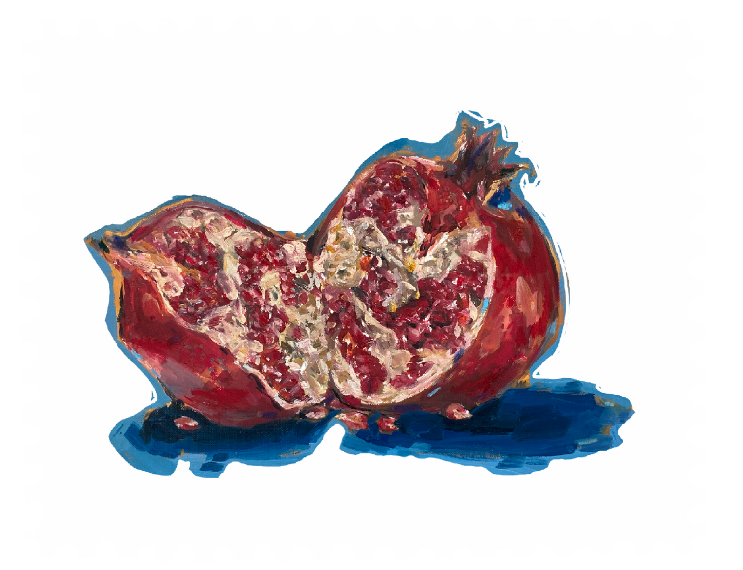 Pomegranate on the mirror stamp