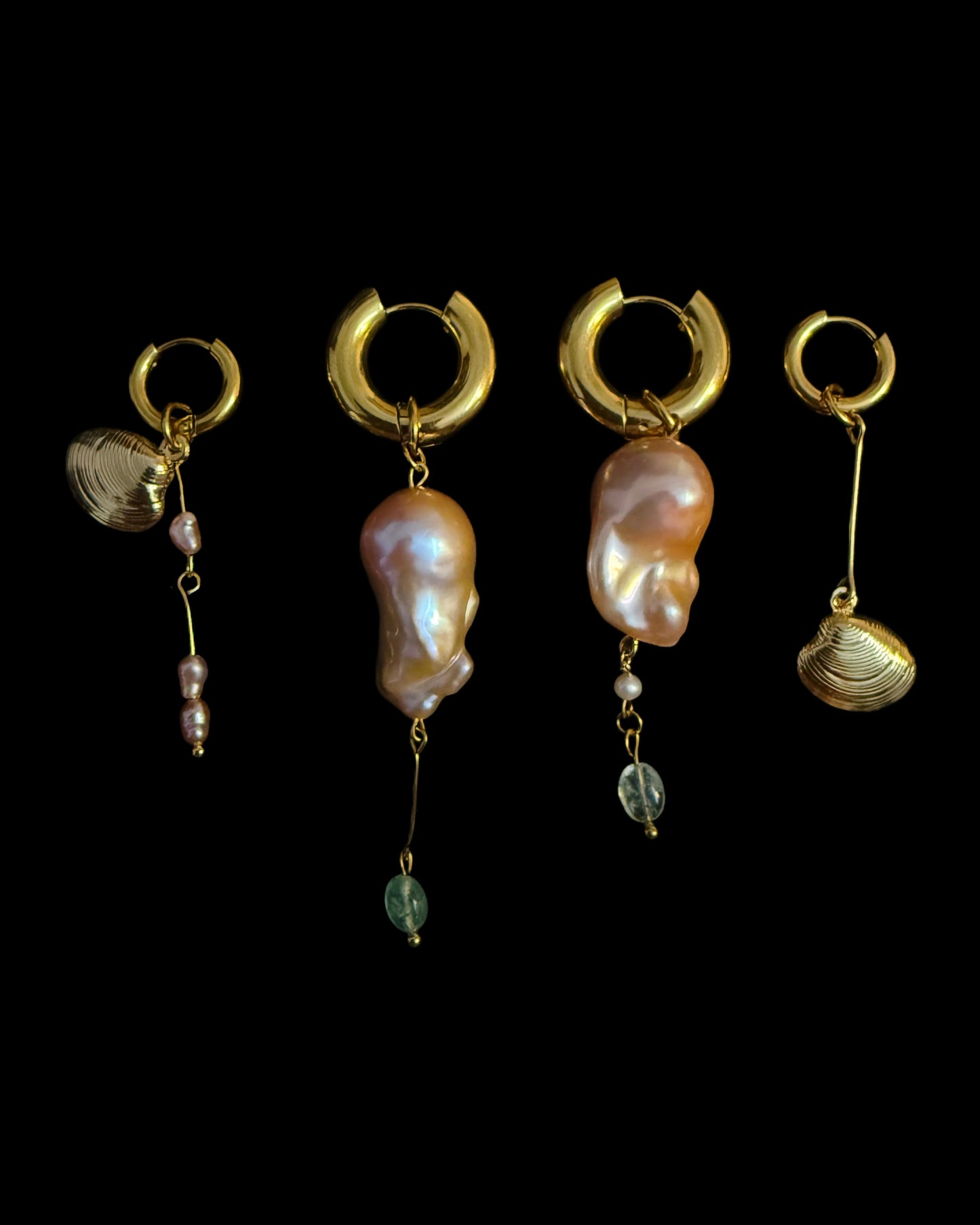 Upside down fire earrings, for double piercing