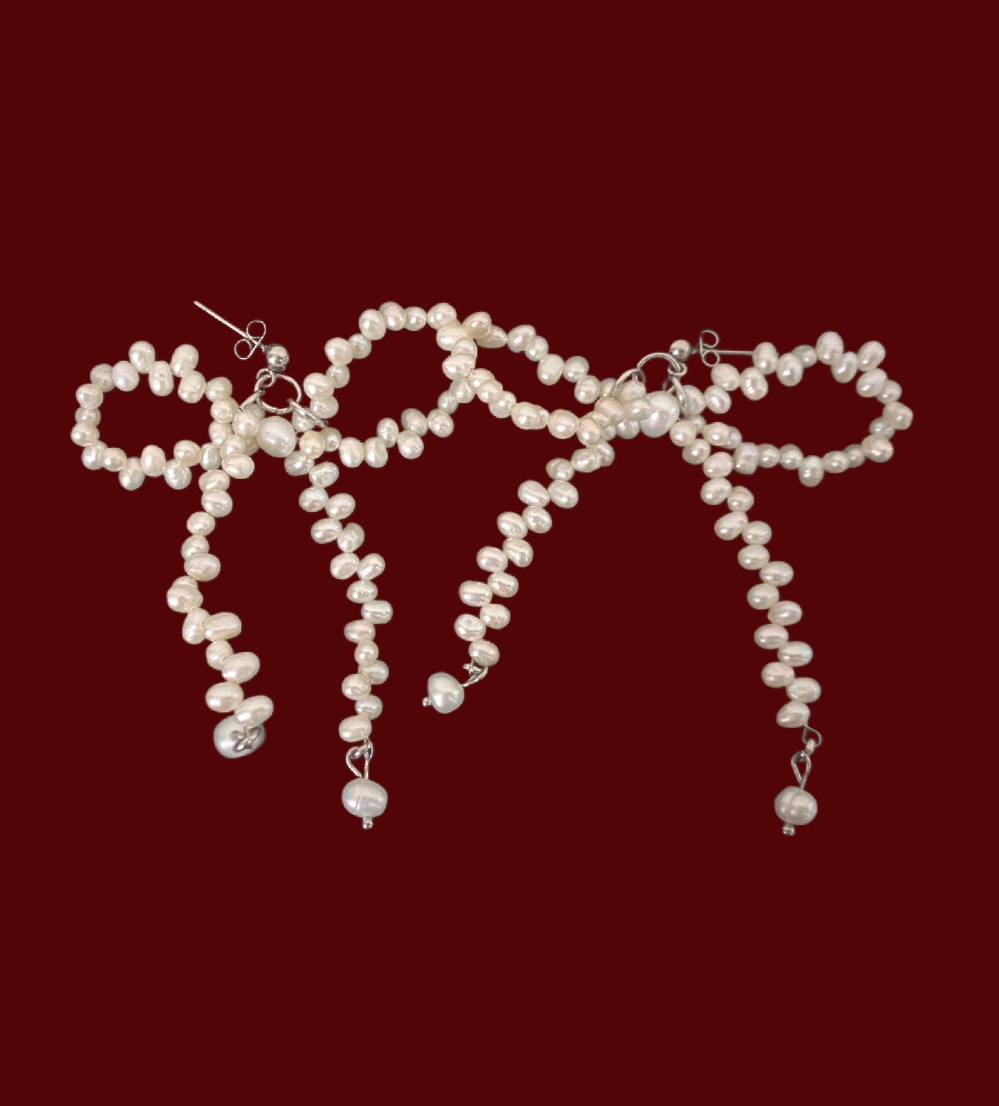 Mommy bow earring {freshwater cultured pearl}