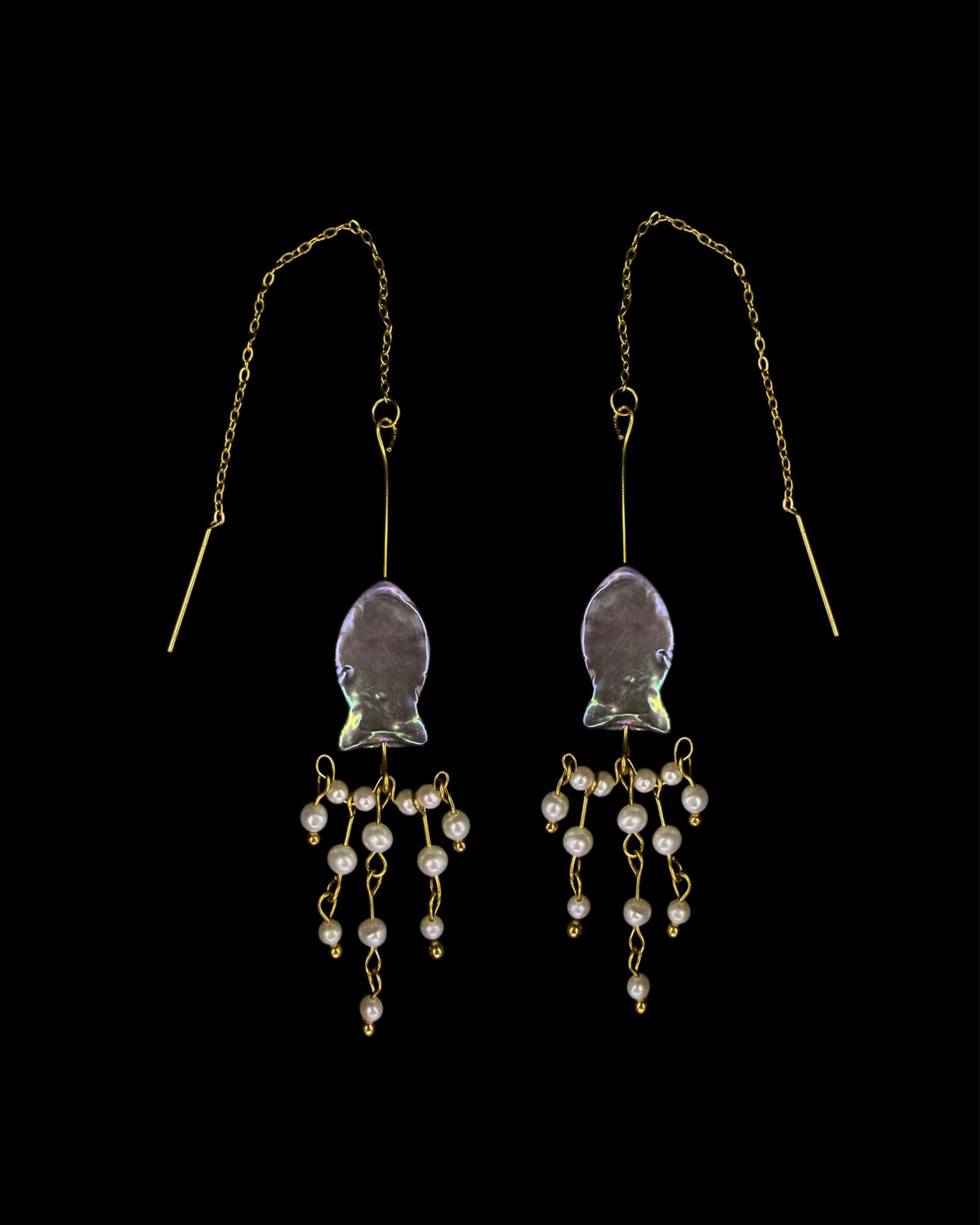 Fishes over the chandelier threader earrings