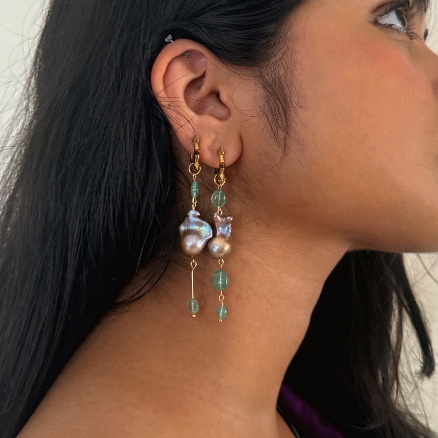 Emerald fire earrings