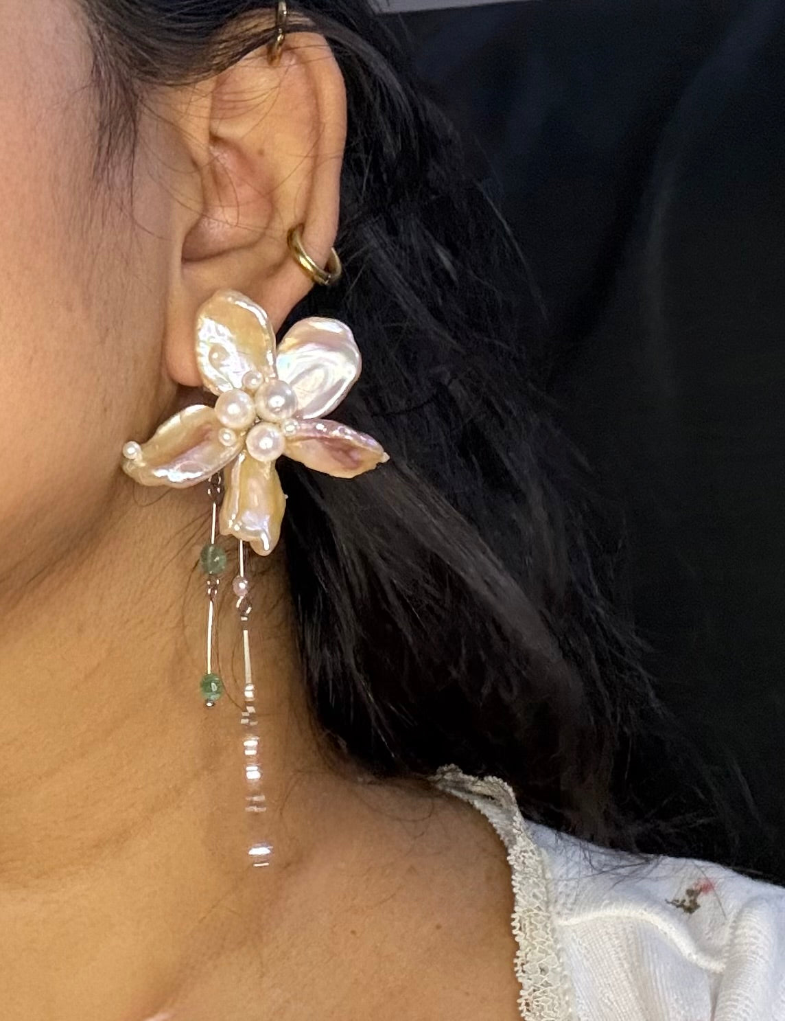 Pink flower studs