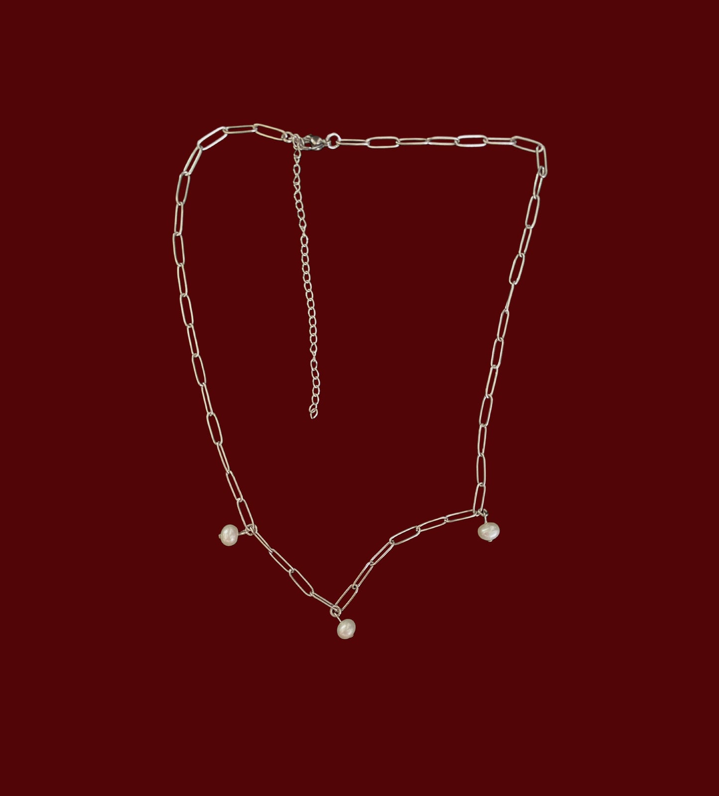 Pearl sparkle simple on paperclip necklace