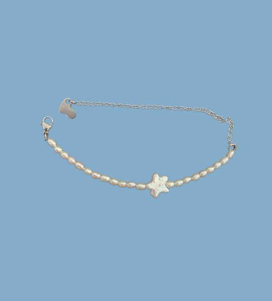 Star fall tiny pearl bracelet {freshwater cultured pearl}