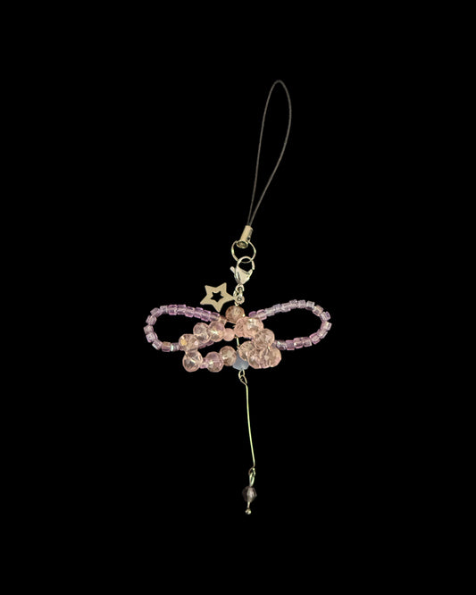 Purple pink dragonfly phone charm