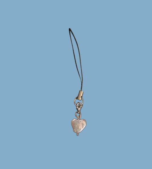 Heart pearl phone charm