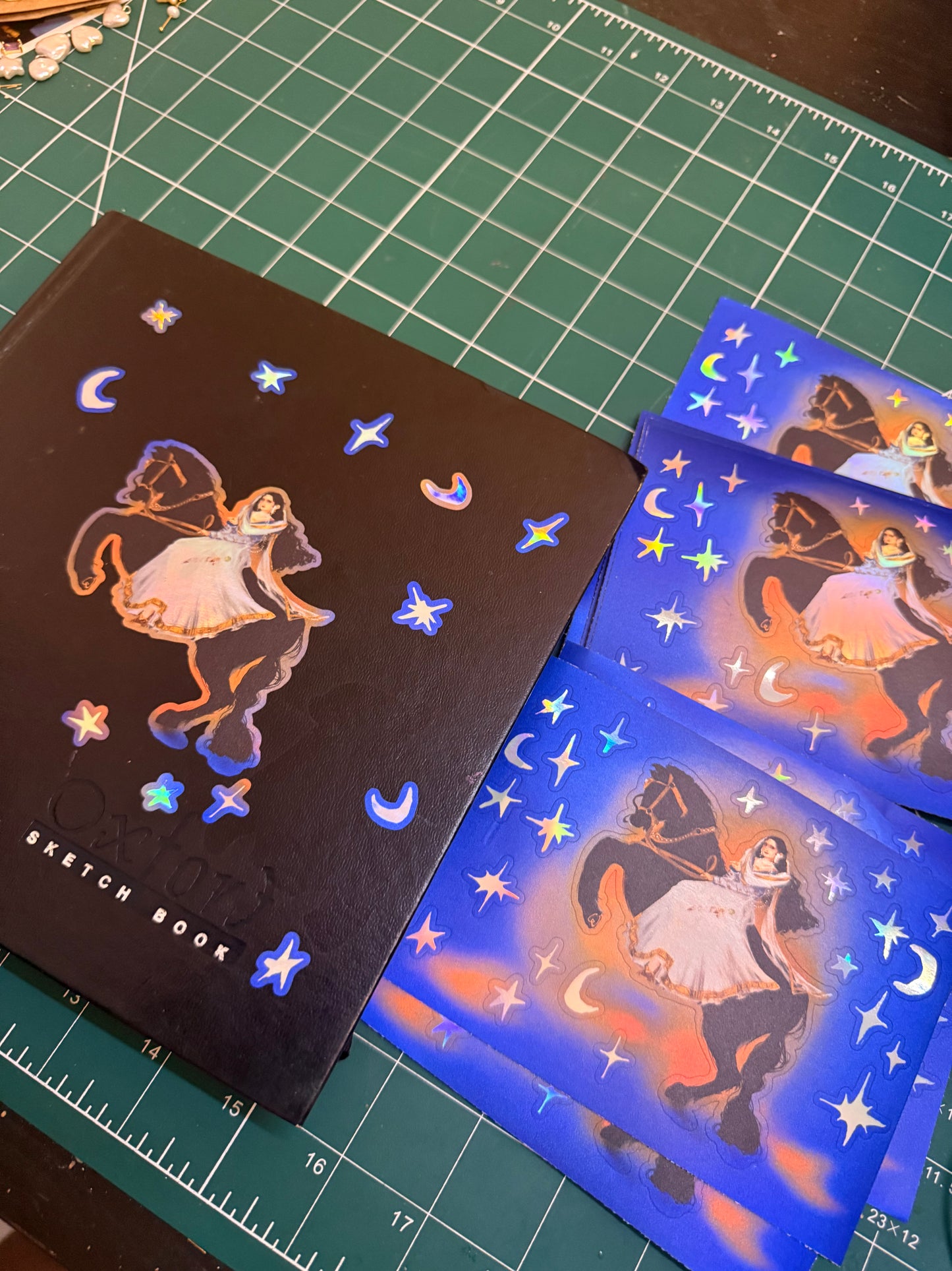 Finger gun lady holographic sticker sheet