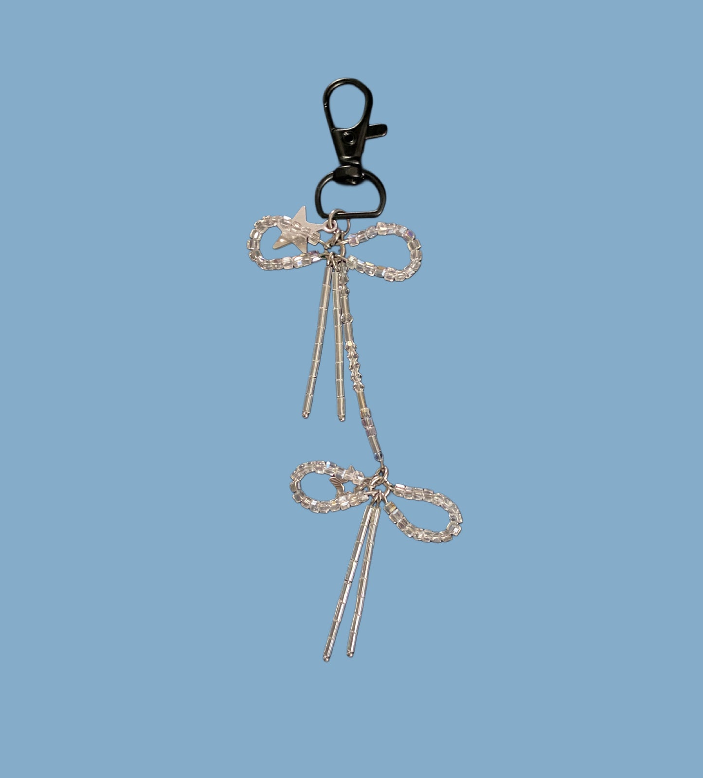 Bow on bow bag charm black