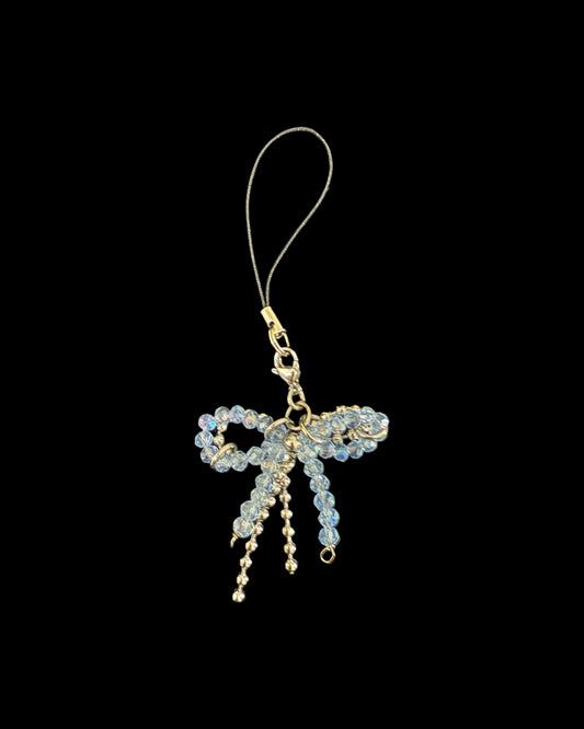Blue fever bow phone charm