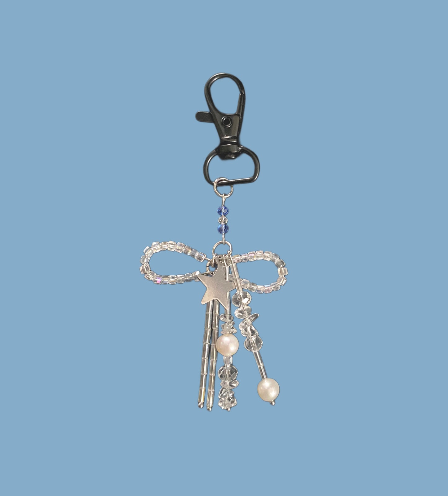 Bow on bow bag charm black