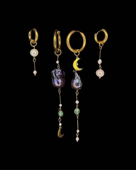 Blue and gold moon hoops