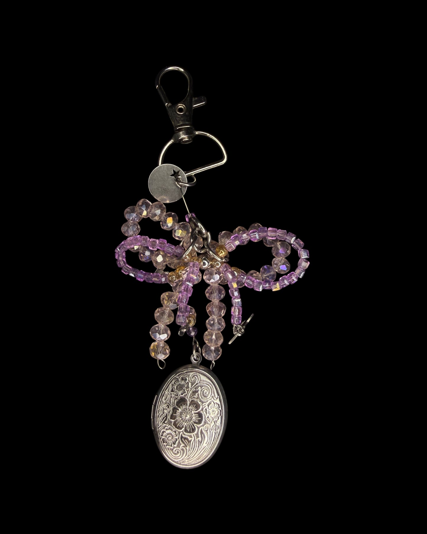 Purple bow locket bagchain