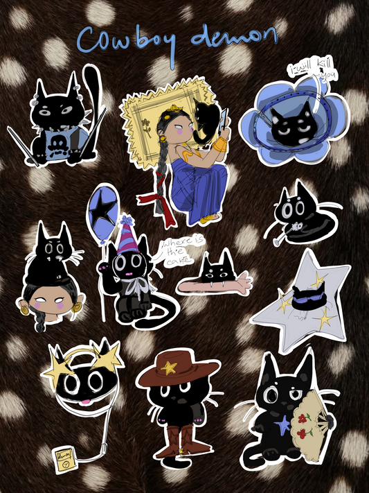 Cowboy demon jumbo sticker sheet ( pre order)