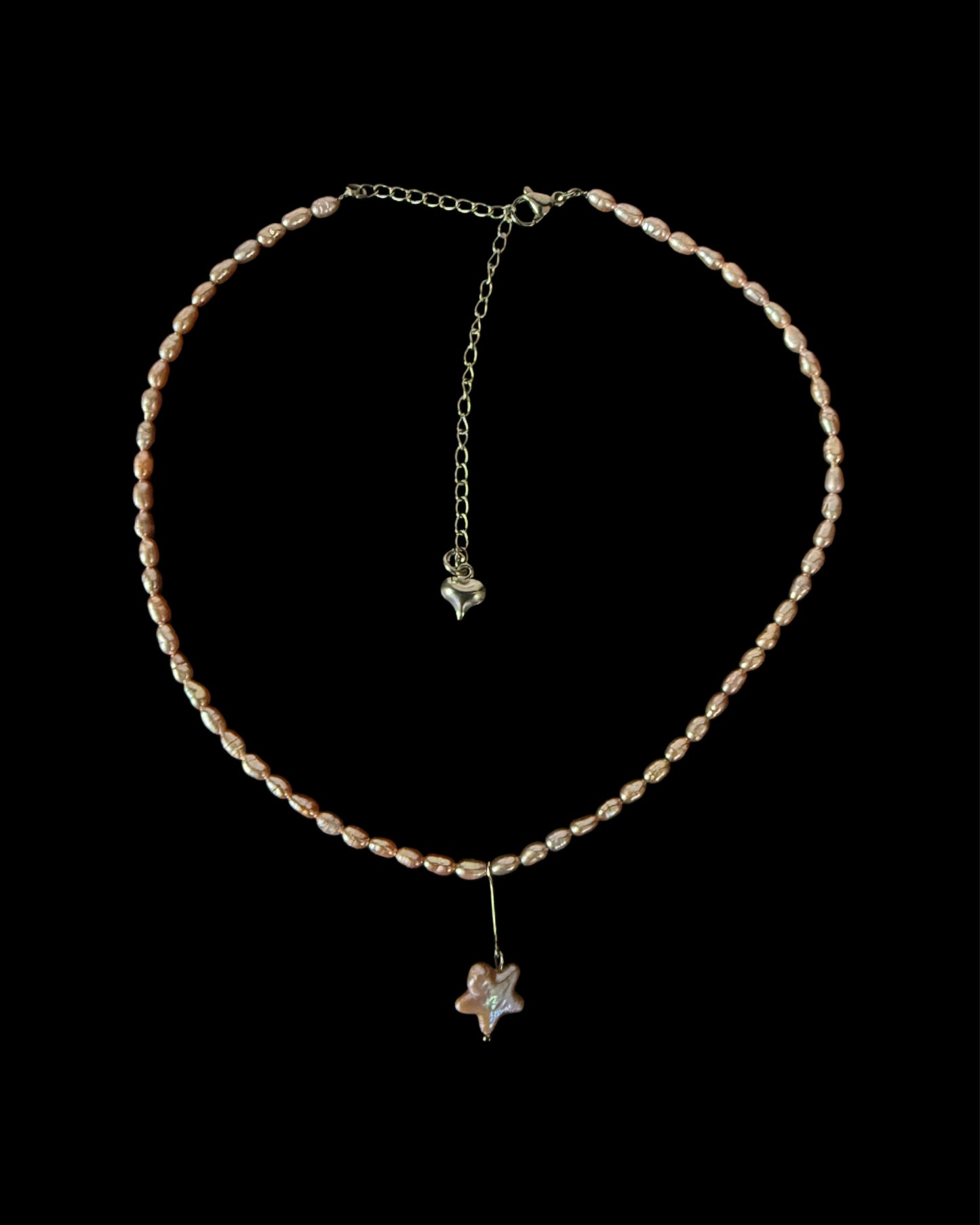 Purple baby rice choker with falling star