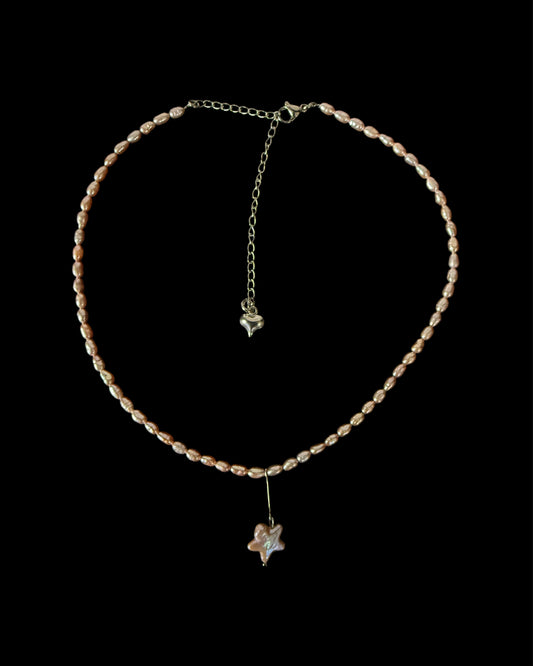 Purple baby rice choker with falling star